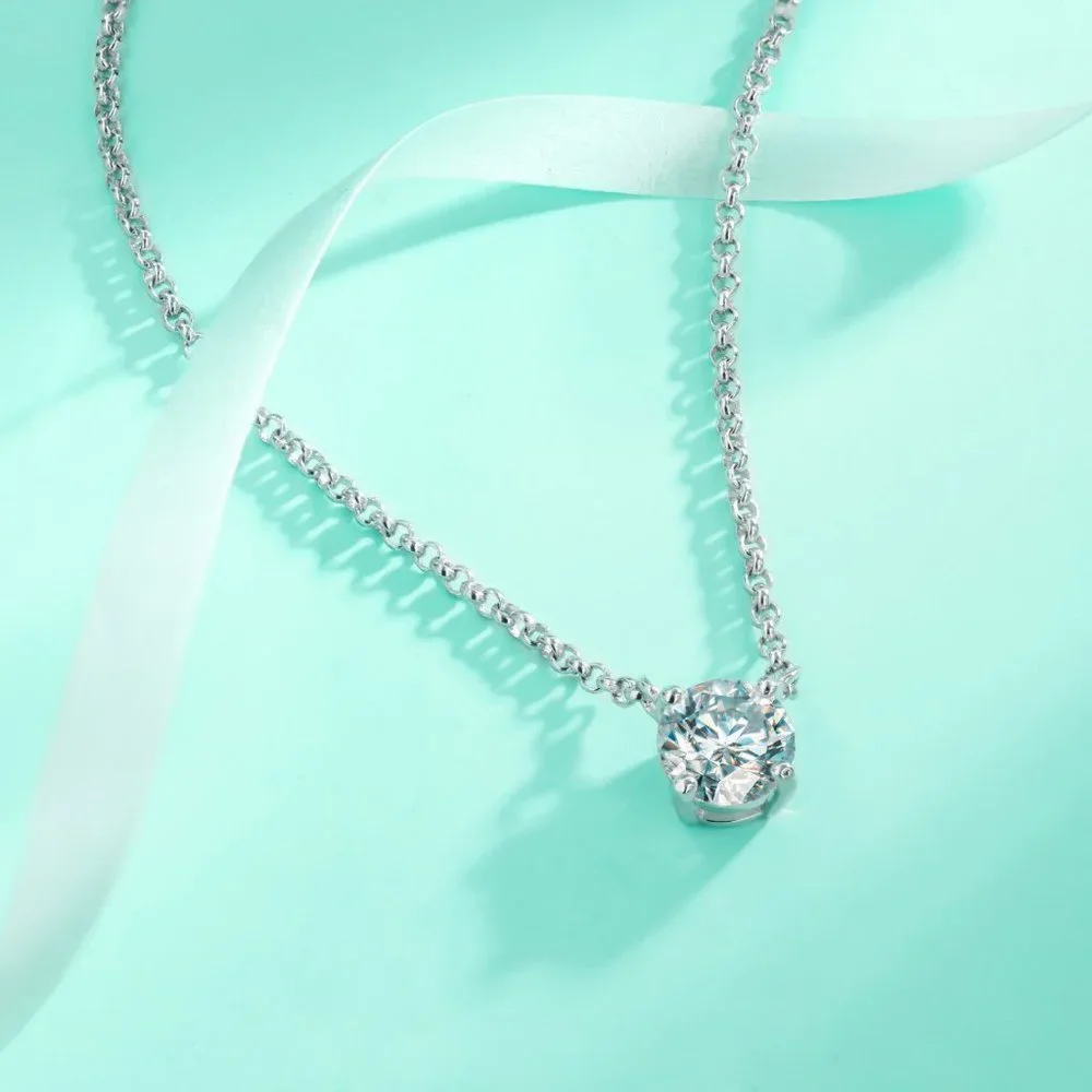 Certified 2 ct. t.w. Moissanite Diamond Solitaire Necklace NEW A